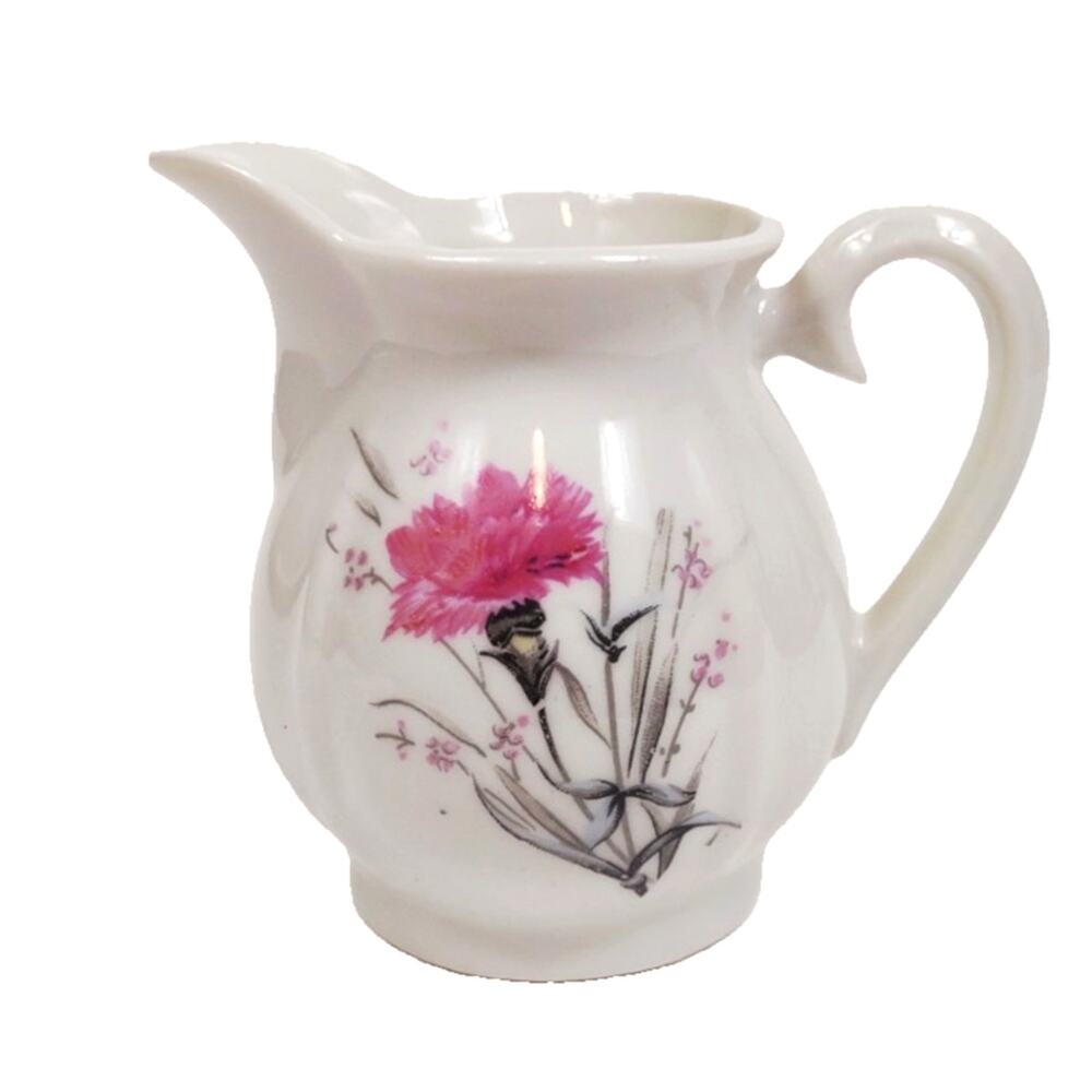 Vintage Moss Rose Fine Porcelain Creamer Japan Red Letter - 3 3/8" Tall Mini